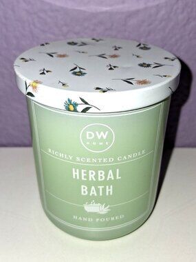 DW Home Herbal Bath Richly Scented Single Wick Jar Candle with Lid 3.8 oz